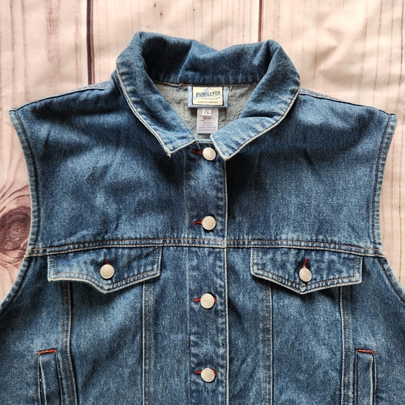 Pendleton Vintage Denim Vest Wool Blanket USA Flag Red White | Women's Size XL - Picture 4 of 12